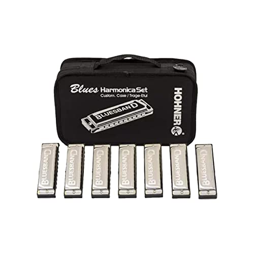 Hohner Accordions 1501/7 Bluesband Harmonica 7-Piece Set with Carrying Case, Chrome