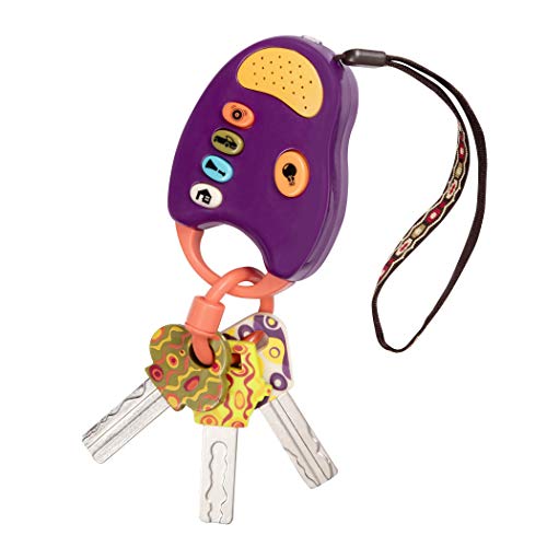 B. toys – Toy Car Keys – Key Fob with Lights & Sounds – Interactive Baby Toy – Pretend Keys for Babies, Toddlers – 10 Months + – FunKeys – Purple