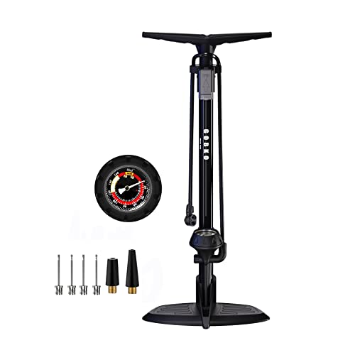 GOBKO Bike Floor Pump with Gauge,Floor Bicycle Pump with Both Presta and Schrader Bicycle Pumps Valves High Pressure 160Psi Multi-Purpose Portable Air Pump for Road Bike MTB Sports Balls