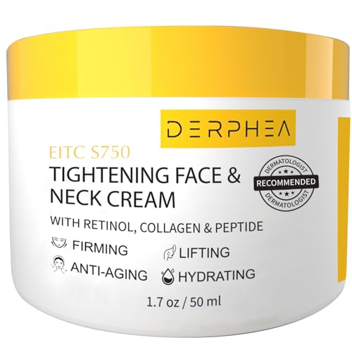 DERPHEA Neck Tightening Cream, Neck Cream, Face Firming Cream For Tightening & Firming Skin, Fine lines, Loose & Sagging Skin On Face, Neck, Décolleté, Belly Or Other Skin Areas(1.7 OZ)