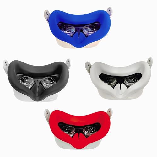 4Pcs VR Silicone Face Pad Replacement for Meta/Oculus Quest 2 face Cushion Cover Sweatproof Lightproof VR Accessories(Black+Blue+Red+Grey)