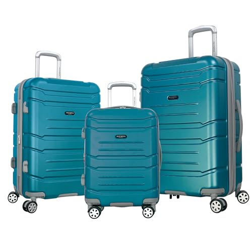Olympia U.S.A. Denmark Expandable Hardcase Suitcase with Spinner Wheels, Available in 3-Piece Luggage Set and Carry-On Size, Teal