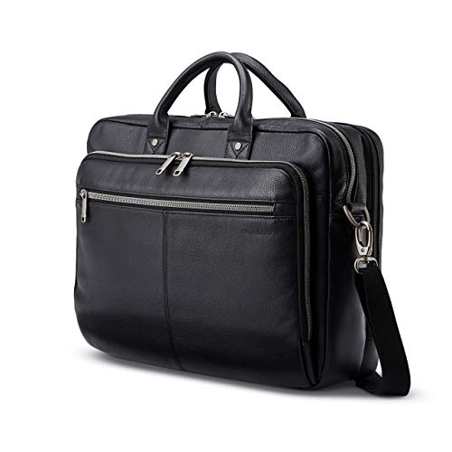 Samsonite Classic Leather Toploader Briefcase, Black, One Size