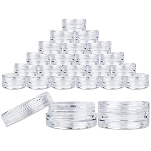 Beauticom 3G/3ML Round Clear Jars with Screw Cap Lids for Beads, Gems, Glitter, Charms, Small Arts and Crafts Items - BPA Free (Quantity: 25 Pieces)