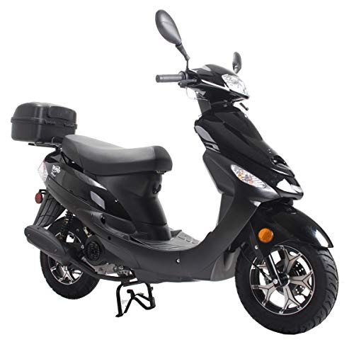 X-PRO 50cc Adult Moped Gas Moped Motorcycle 50cc with 10' Aluminum Wheels, Electric/Kick Start! (Black, Factory Package)