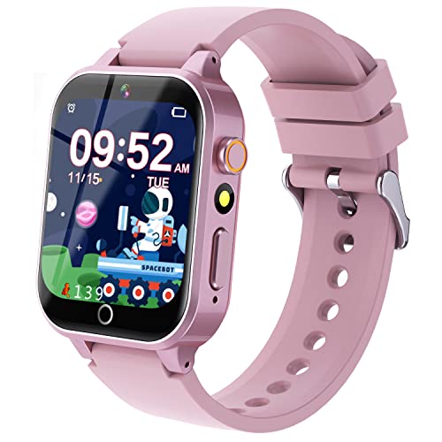 Kids Smart Watch Gift for Girls Age 5-12, 26 Games HD Touch Screen Watches with Video Camera Music Player Pedometer Flashlight 12/24 hr Educational Toys Birthday Gifts for Girls Ages 7 8 9 10