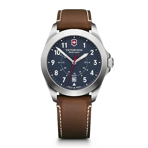 Victorinox Alliance Swiss Army Heritage Analog Watch with Blue Dial and Brown Leather Strap - Timeless Wristwatch