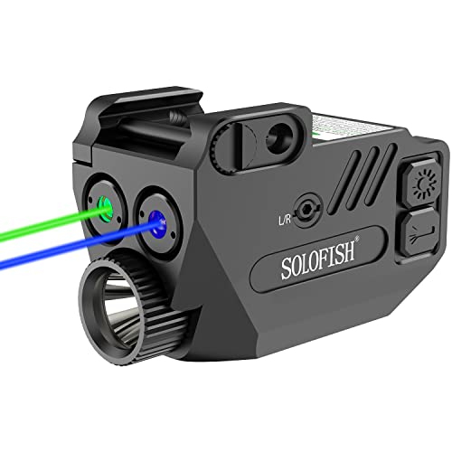 Solofish Pistol Laser Light Combo Green Blue Laser Beams for Guns with Weaponlight Tactical Strobe Handgun Lights Laser Sight Compatible with Glock 19 Accessories
