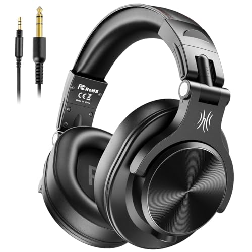 OneOdio A70 Bluetooth Over Ear Headphones, Wireless Headphones w/ 72H Playtime, Hi-Res, 3.5mm/6.35mm Wired Audio Jack for Studio Monitor & Mixing DJ Guitar AMP, Computer Laptop PC Tablet - Black
