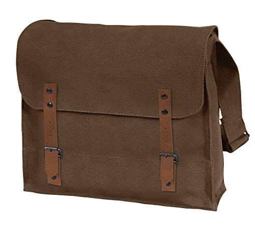 Rothco Canvas Medic Bag Crossbody Shoulder Bag with Leather Closing Straps,Brown