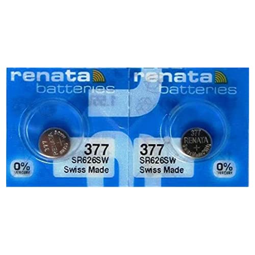 Renata 377 SR626SW Batteries - 1.55V Silver Oxide 377 Watch Battery (2 Count)