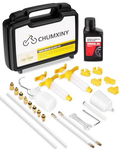 CHUMXINY Brake Bleed Kit for Shimano, TEKTRO, TRP Hydraulic Disc Brakes. Bicycle Hydraulic Brake Bleed Kit Includes Brass Connector, 150ML Mineral Oil Brake Fluid.