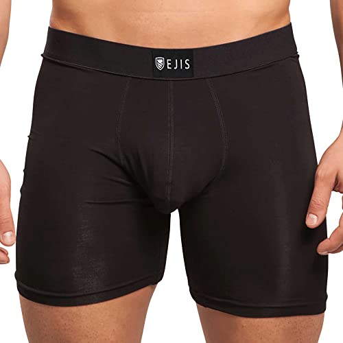 Ejis Sweat Defense Boxer Brief | Comfort Pouch | Sweat Proof Micro Modal (Medium, Black)