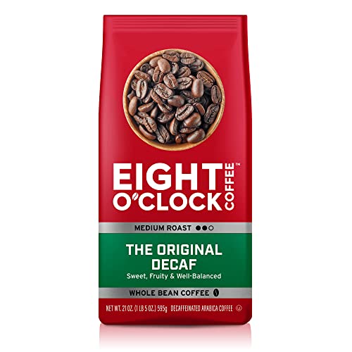 Eight O'Clock Coffee The Original Decaf, 21 Ounce (Pack of 1) Medium Roast Whole Bean Decaffeinated Coffee, 100% Arabica
