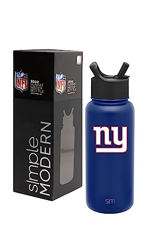 Simple Modern Officially Licensed NFL New York Giants Water Bottle with Straw Lid | Vacuum Insulated Stainless Steel 32oz Thermos | Summit Collection | New York Giants