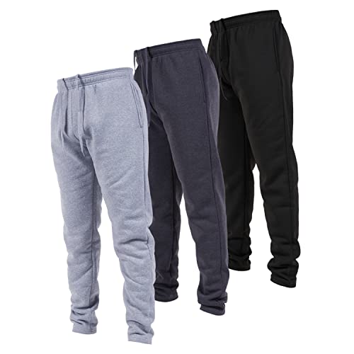 Ultra Performance 3 Pack Mens Open Bottom Sweatpants with Pockets, Casual Sweatpants for Men