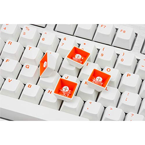 Mistel Doubleshot PBT Keycaps for Mechanical Keyboard with Cherry MX Switches and Clones, 108 Keys Plus Extra 11 Keys Set, Orange Letter Keycaps with 6.25U Space Bar, White Color