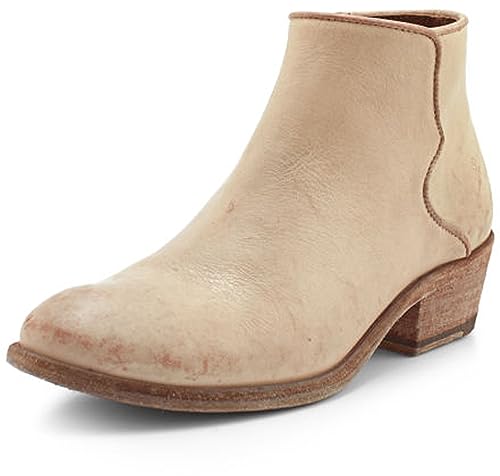 Frye Carson Piping Booties for Women Made from Soft Full-Grain Leather with Signature Western-Inspired Piping Detail and Supple Leather Lining – 4” Shaft Height, White (Toga Leather) - 11M