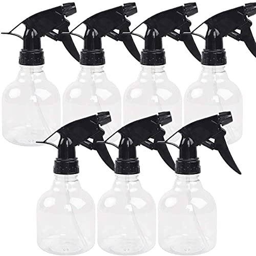 SUPERLELE Spray Bottles 7pcs 8oz Empty Plastic Spray Bottle with Adjustable Nozzle for Hair and Cleaning Solutions Includes Funnel and Labels