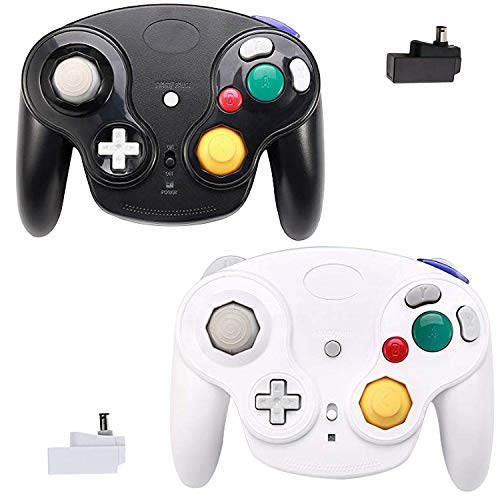 TOOPONE Wireless Gamecube Controllers, Classic Gamecube Wavebird Wireless wii Controller Remote Gamepad Joystick for Nintendo Gamecube Console, Compatible with Wii (Black and White)