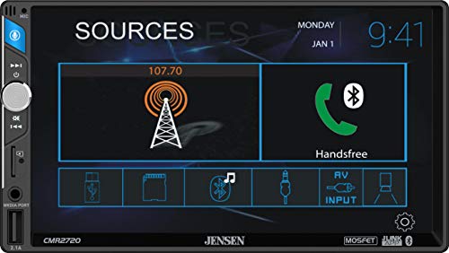 Jensen 7' Digital Media Receiver with Built-in Bluetooth l 2.0 DIN l Push-to-Talk Voice Activation l 200 Watts (50 Watts x 4) l j-Link Smart Remote App