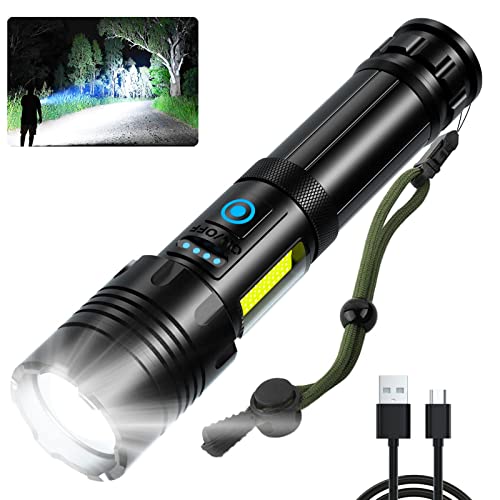 SKNSL Rechargeable Led Flashlights High Lumens: 990,000 Lumen Super Bright Flashlight, 7 Modes with COB Work Light, IPX6 Waterproof, Powerful Handheld Flash Light for Home, Camping, Hiking