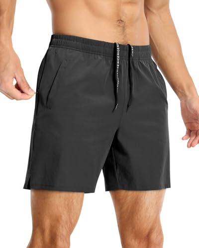 CANGHPGIN Mens Running Gym Shorts 5 inch Athletic Shorts Men Quick Dry Sports Workout Shorts Basketball Black