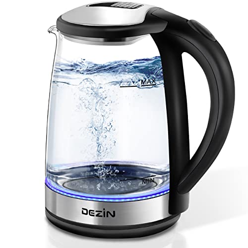 Dezin Electric Kettle, BPA-Free 2L Electric Water Heater, Glass Electric Tea Kettle, 304 Stainless Steel Hot Water Kettle Warmer with Fast Boil, Auto Shut-Off & Boil Dry Protection, for Coffee, Tea