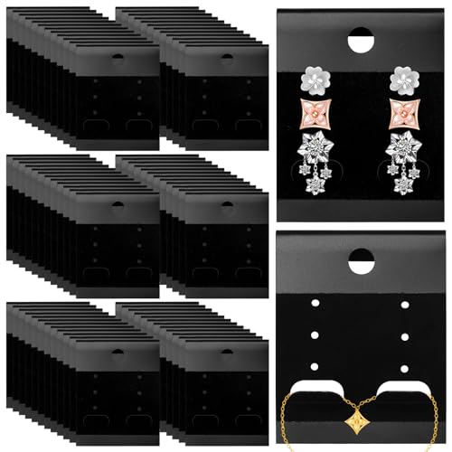 Ira Pollitt 200 PCS Black Velvet Plastic Display Cards Earring Card Holder for Earrings, Ear Studs Jewelry Accessory Display