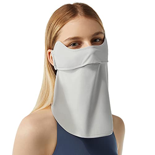 OHRAIN Neck Gaiter Face Scarf Cover Sun Protection Balaclava Cloth Bandanas with Ear Loops 19SSF018, Light Grey