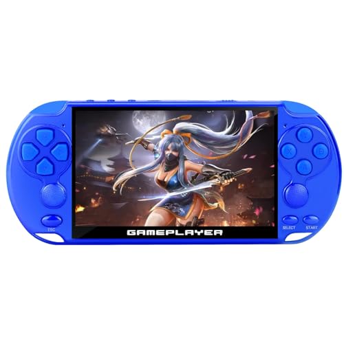 JXD Multifunctional Video Game Console 5.1 inch 7500 Free Retro Games Handheld Game Console Portable Pocket Children's Game Player Mini Arcade Emulator Device mp3/4 Holiday (Blue)