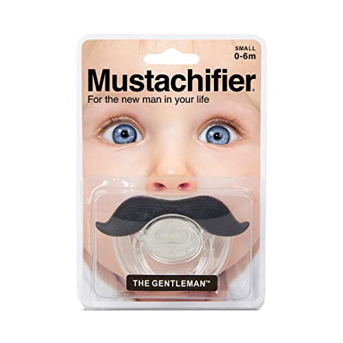 Hipsterkid Mustachifier Pacifier 0-6 Months | BPA-Free, Orthodontic Silicone Nipple | Cute, Funny, Mustache Binkies | Gift for Babies, Newborns, Infants, Toddlers (Gentleman)