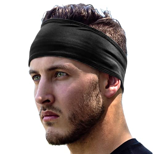 E Tronic Edge Running Headbands for Men, Women, Boys and Girls, Sports Sweatbands for Basketball, Yoga, Exercise, Workout, Quick Drying and Non-Slip Workout Stretchy Hairband, Black