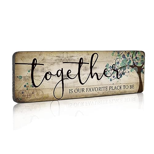 Family Wall Art Decor Inspirational Quotes Wall Hanging Sign-Together is Our Favorite Place to Be-Motivational Home Wall Art Decor Wood Plaque Sign 16'x5'