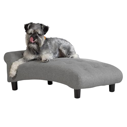 Paws & Purrs Modern 21' Wide Pet Chaise Lounge Bed for Small to Medium Dog or Cat, 28.8' L x 20.3' W x 13.3' Th, Gray