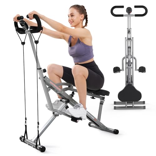 Sportsroyals Squat Machine for Home,Rodeo Core Exercise Machine,330lbs Foldable,Adjustable 4 Resistance Bands,Ride & Rowing Machine for Botty Glutes Butt Thighs,Ab Back/Leg Press Hip Thrust