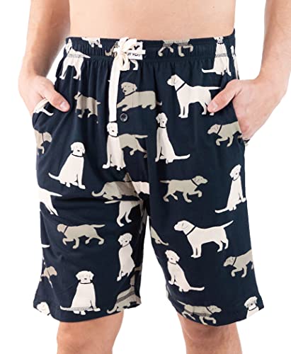 Lazy One Pajama Shorts for Men, Men's Pajama Bottoms, Sleepwear, Dogs, Animal (Labs, Large)