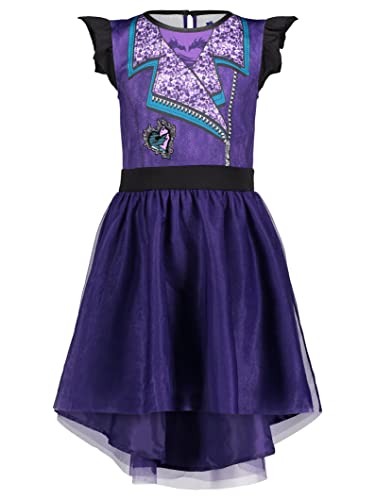 Disney Descendants Mal Little Girls Tulle Sequin Cosplay Dress Purple 6-6X