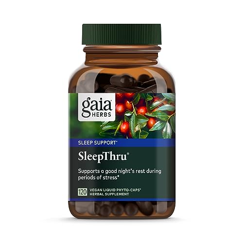 Gaia Herbs SleepThru - Natural Sleep Support Supplement with Organic Ashwagandha Root, Organic Magnolia Bark, Passionflower, and Jujube Date - 120 Vegan Liquid Phyto-Capsules (60-Day Supply)