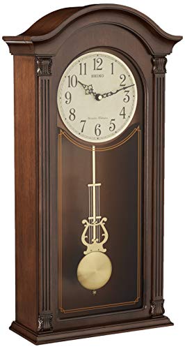 Seiko Gold Tone & Arched Wall Clock with Pendulum and Dual Chimes, 25 x 12.25 x 5 Inch