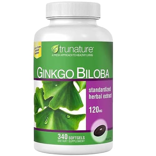 Trunature Ginkgo Biloba Standardized Herbal Extract 120mg, 340 Softgels (Pack of 1)