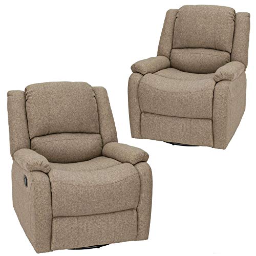 RecPro Charles Collection | 30' Zero Wall RV Recliner | Wall Hugger Recliner | RV Living Room (Slideout) Chair | RV Furniture | RV Chair | Cloth (2 Chairs, Oatmeal)