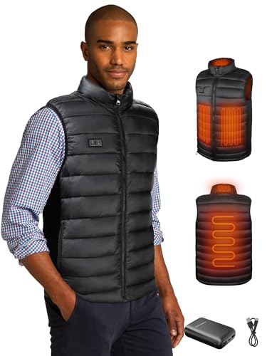 Loowoko Heated Vest for Men with Battery Pack Included, Rechargeable Heated Jacket Coat Electric Heating Vests for Winter