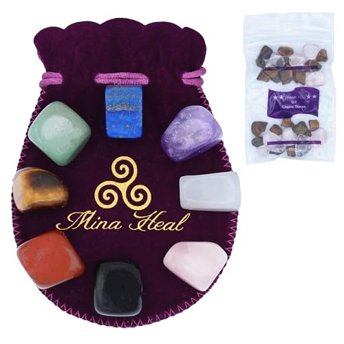 Chakra Stones Set of 7+1, Protection Crystals for Chakra Balancing, Healing Crystals and Stones for Crystal Therapy, Meditation & Reiki, Tumbled & Polished