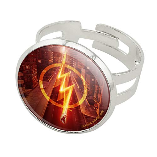 GRAPHICS & MORE The Flash TV Series Lightning Streak Silver Plated Adjustable Novelty Ring