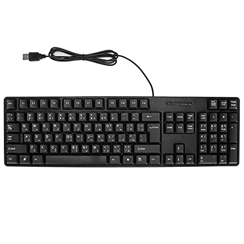 Asixxsix Mechanical Gaming Keyboard, Fast Responsiveness Arabic English USB Wired Keyboard Ergonomic Design Mechanical Keyboard for PC Laptops Compatible with Game Office Entertainment