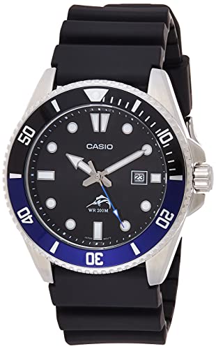 Casio Men's Stainless Steel Quartz Sport Watch with Resin Strap, Black, 26 (Model: MDV106B-1A1V)