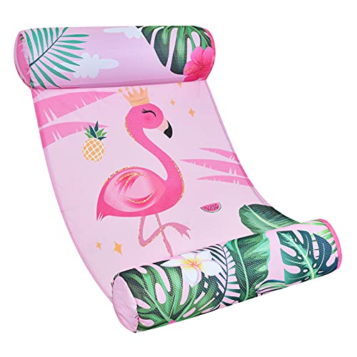 WERNNSAI Hammock Pool Floats - Flamingo Inflatable Swimming Rafts for Adults 4 in 1 Multi-Purpose Floating Hammock Portable Water Lounge Chair Drifter for Beach Floaty Party