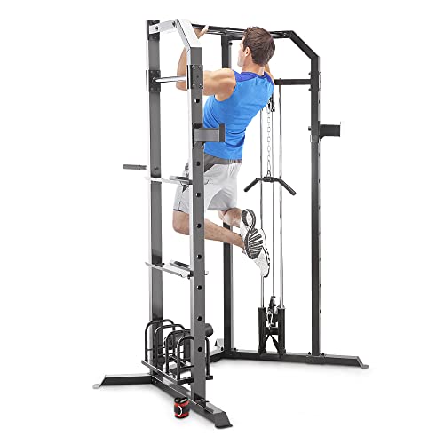 Marcy Olympic Multi-Purpose Strength Training Cage with Pull Up Bars/Adjustable Bar Catchers and Pulley SM-3551