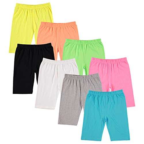 Pink Angel 8-Pack Girls Bike Shorts and Dance Undershorts, Neon Multicolor, Size 5/6